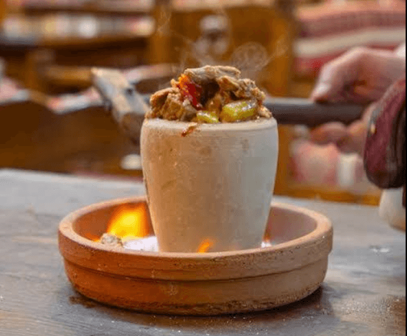 Amfora kebab served in a clay pot