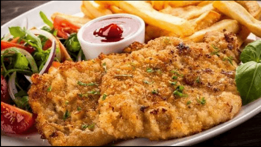 Crispy chicken schnitzel