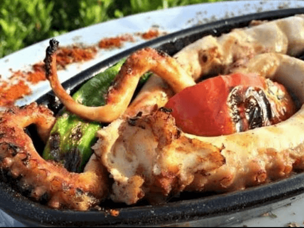 Grilled octopus with herbs