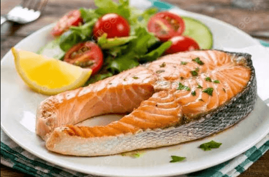 Pan seared salmon with vegetables